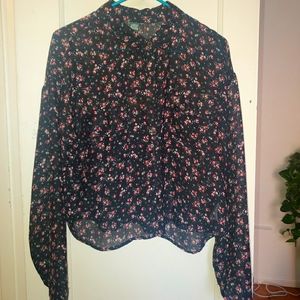 Sheer Floral Long Sleeve/Crop top